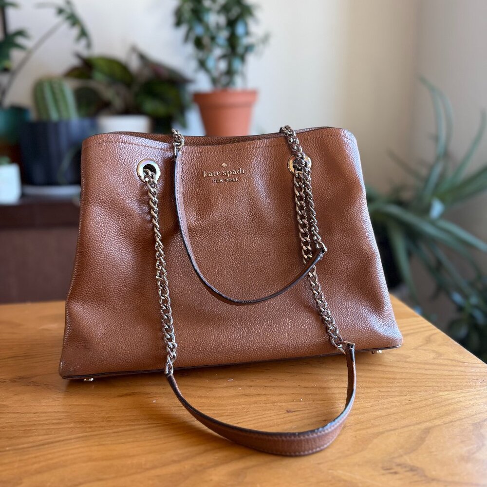 Kate Spade Jordyn pebbled leather chain handle tote bag